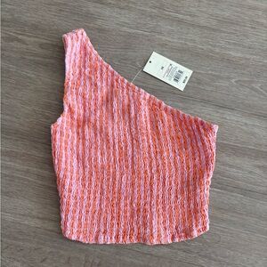 NWT- A New Day One-Shoulder Pink and Orange Textured Top